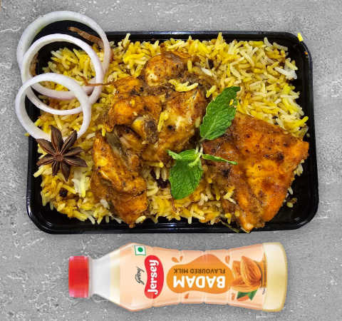 Chicken Dum Biryani - ( Mini - 500ml ) + Badam Milk Combo-Railofy