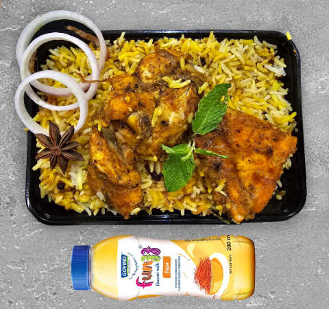 Chicken Dum Biryani ( Mini-500 ML ) + Butterscotch Milk-Railofy