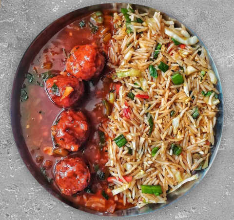 Krishnum's Veg Fried Rice & Veg Manchurian Combo-Railofy