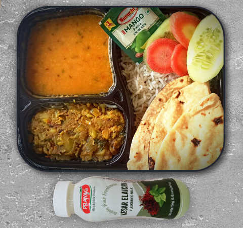 Mini Thali + Kesar Elaichi Milk Combo-Railofy