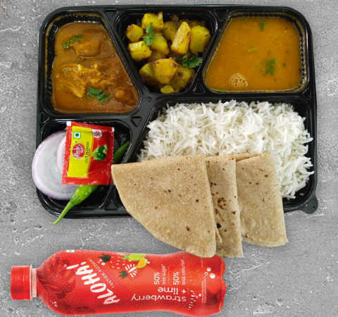 Dawat E Chicken Thali + Strawberry Lime Combo-Railofy