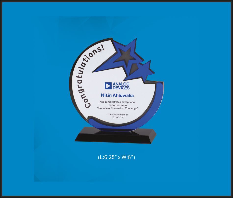 TRO - A10, Acrylic Trophy, size 6.25"x6" inch