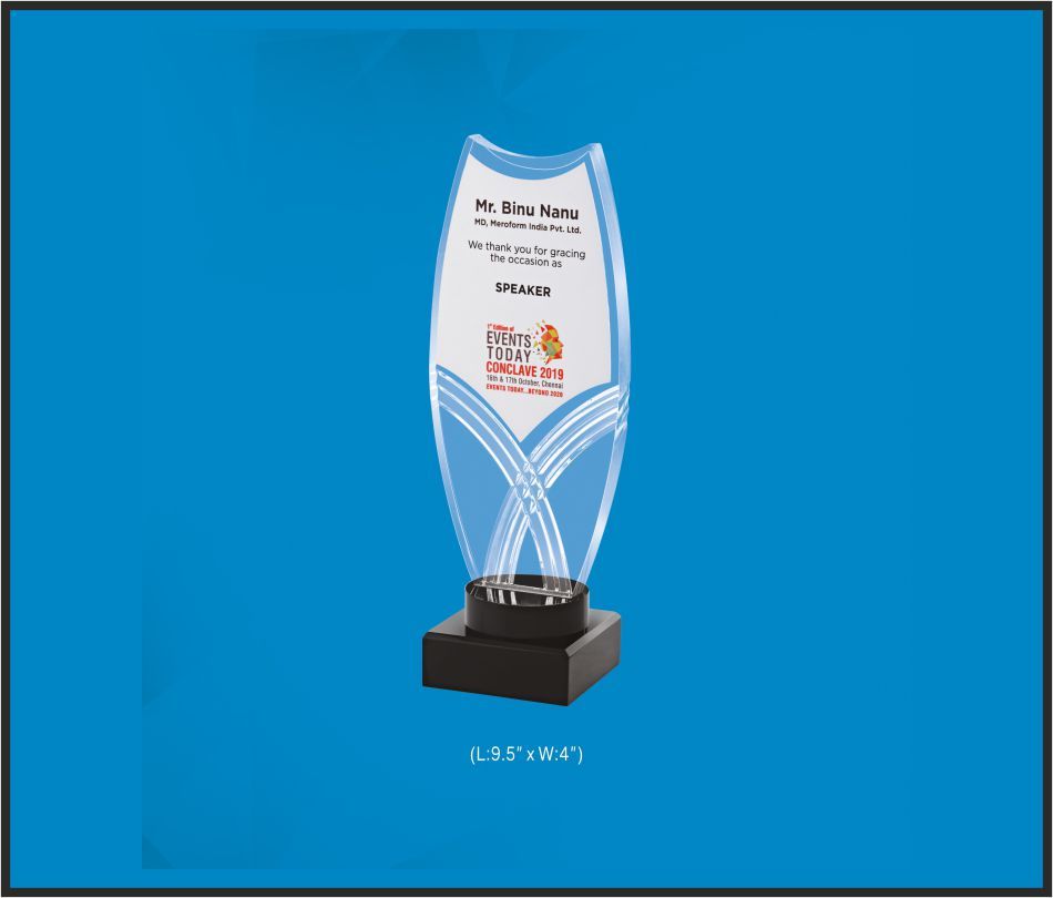 TRO - A16, Acrylic Trophy, size 9.5"x4" inch