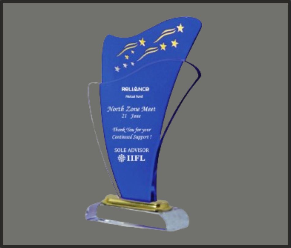 TRO - A21, Acrylic Trophy, size 9"x5" inch
