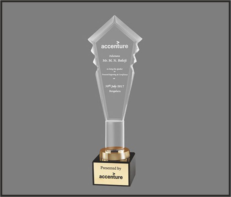 TRO - A56, Acrylic Trophy, size 10"x4" inch
