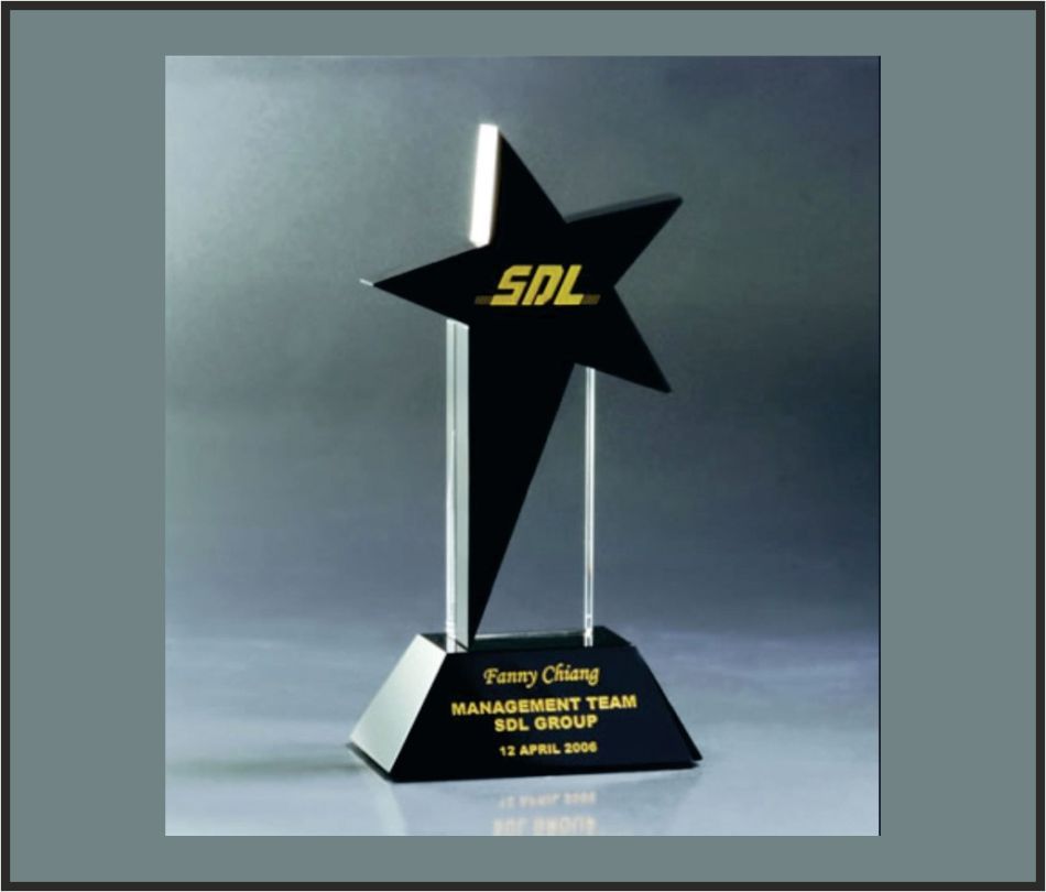 TRO - A60, Acrylic Trophy, size 10"x6" inch