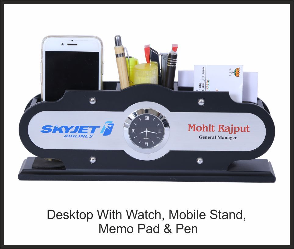 Desktop Organizer - Skyjet Airlines, Corporate Gifts, size Watch + Mobile Stand + Memo Pad + Pen