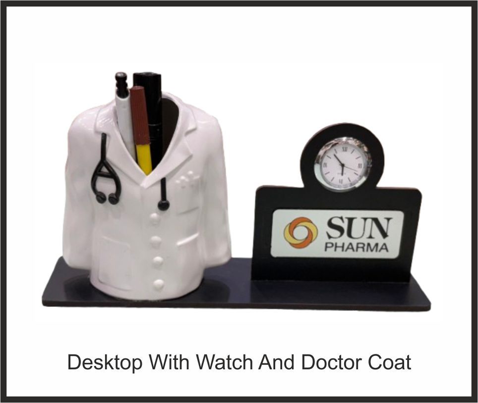 Desktop Organizer - Sun Pharma, Corporate Gifts, size Watch + Doctor Coat Pen Holder