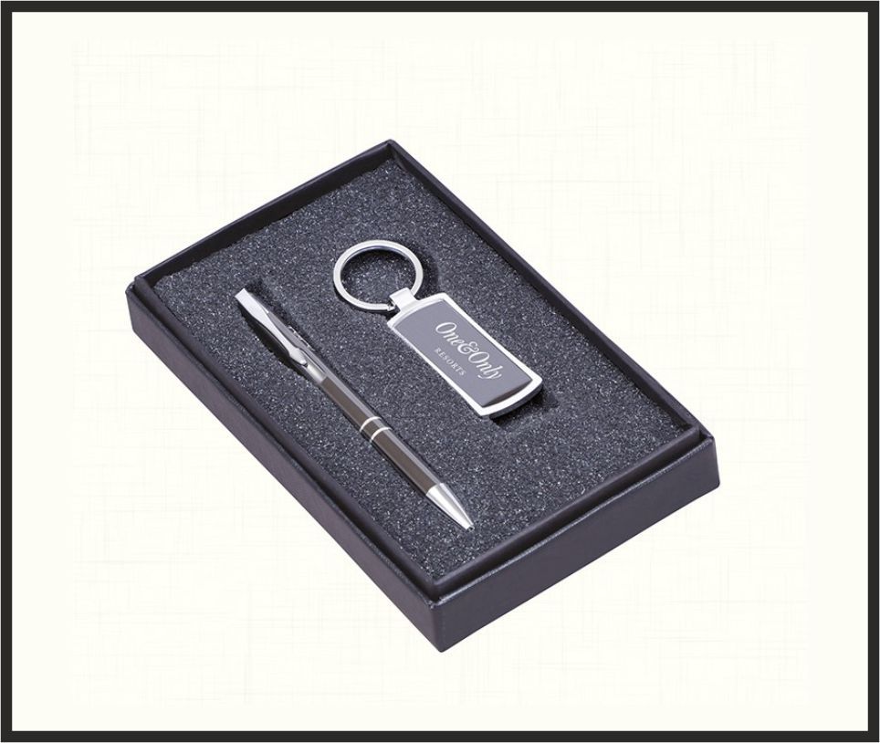 Gift Set - GS4525, Corporate Gifts, size Pen + Keychain Set (Silver)