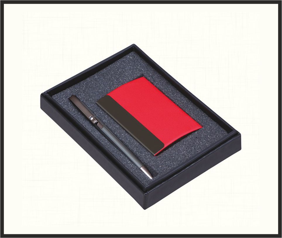 Gift Set - GS4532, Corporate Gifts, size Card Holder + Pen Set (Red)