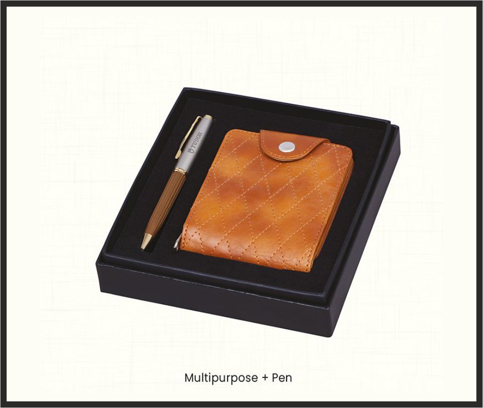 Gift Set - GS4536, Corporate Gifts, size Multipurpose Wallet + Pen (Brown)
