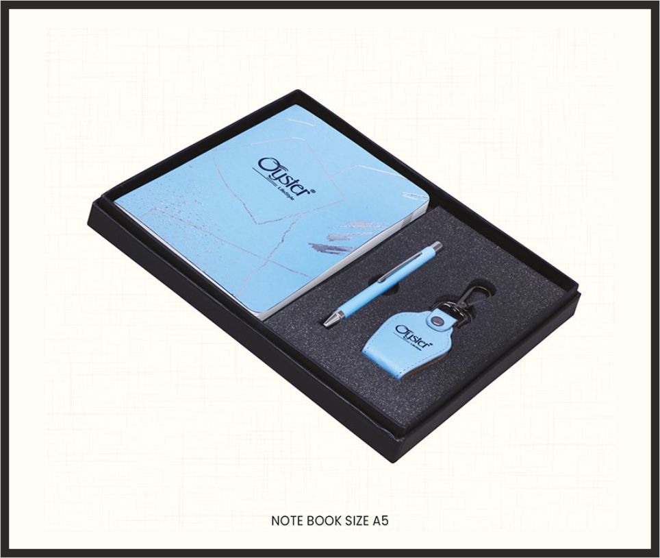 Gift Set - GS4558, Corporate Gifts, size Notebook A5 + Pen + Keychain (Blue)