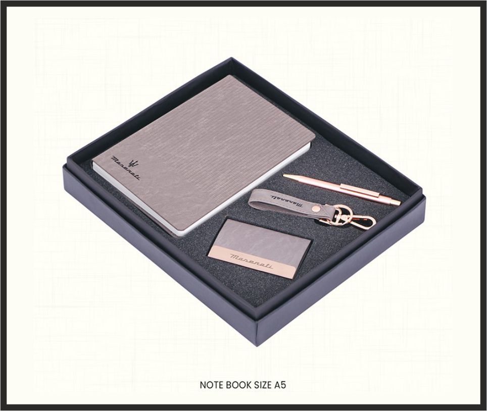 Gift Set - GS4567, Corporate Gifts, size Notebook A5 + Card Holder + Pen + Keychain (Grey)