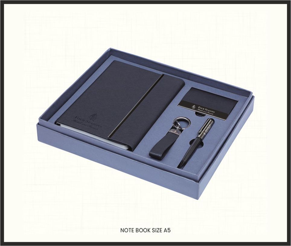 Gift Set - GS4572, Corporate Gifts, size Notebook A5 + Card Holder + Pen + Keychain (Blue)