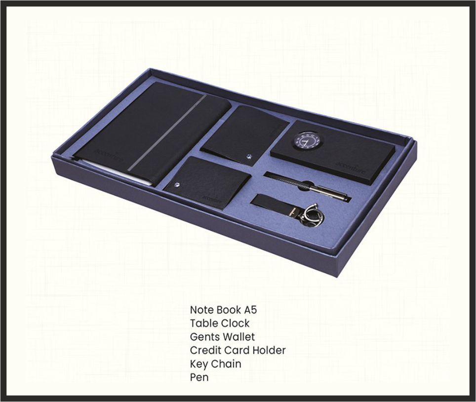 Gift Set - GS4580, Corporate Gifts, size Notebook A5 + Table Clock + Wallet + Card Holder + Keychain + Pen