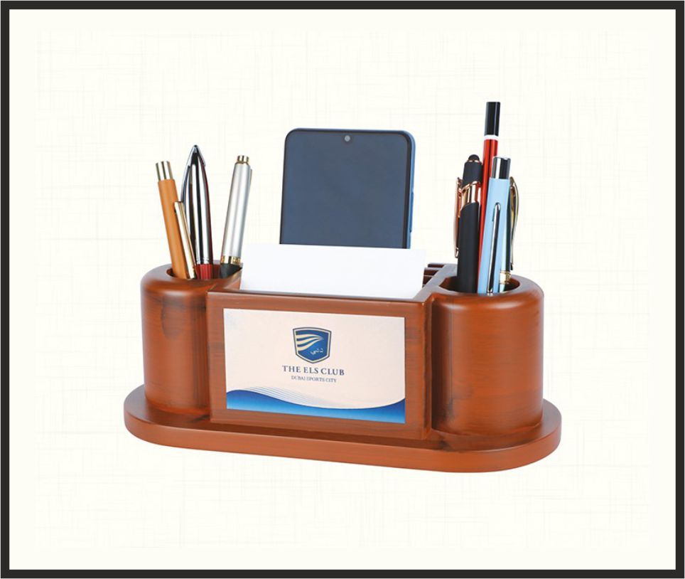 Table Top Organizer - TT3492, Corporate Gifts, size Wooden Pen & Phone Stand