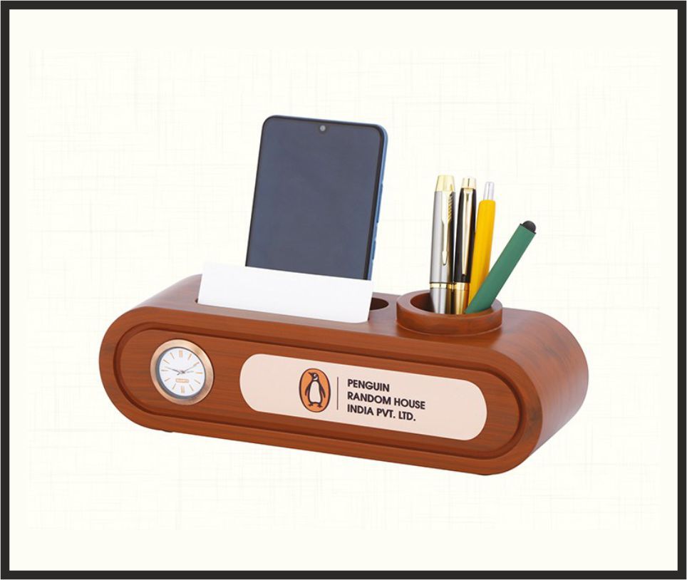 Table Top Organizer - TT3493, Corporate Gifts, size Premium Desk Organizer with Clock