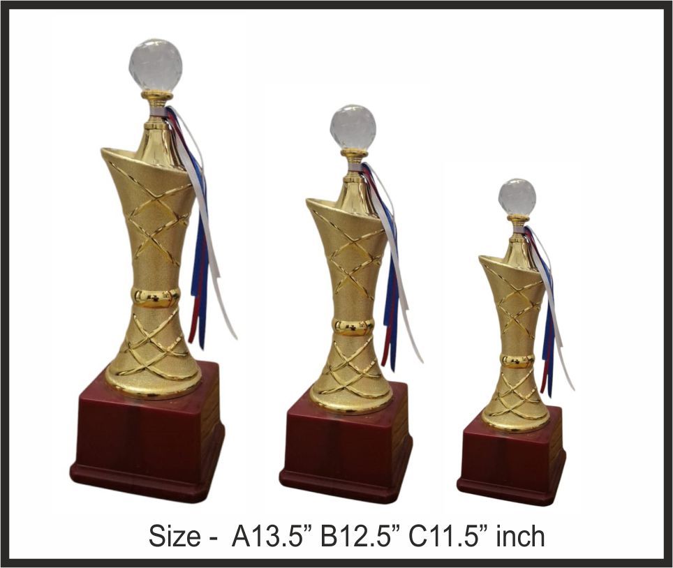 TRO - F49, Fiber Trophy, size A 13.5" B 12.5" C 11.5" inch
