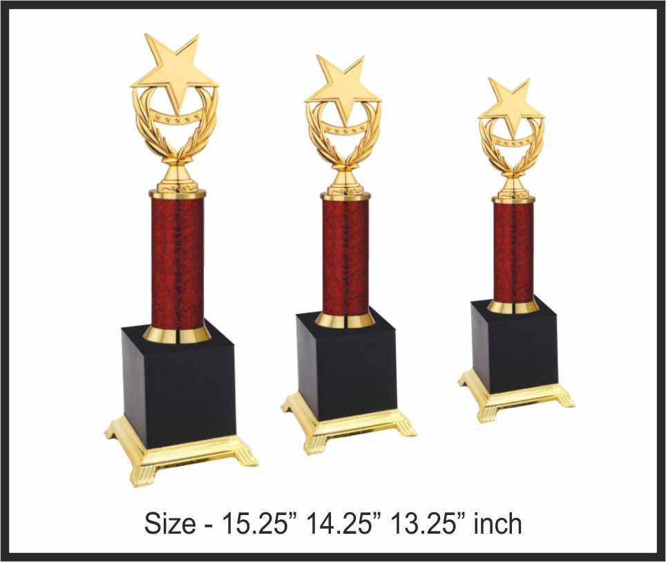 TRO - F509, Fiber Trophy, size A 15.25" B 14.25" C 13.25" inch