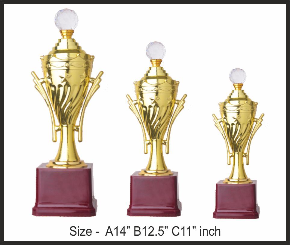 TRO - F69, Fiber Trophy, size A 14" B 12.5" C 11" inch