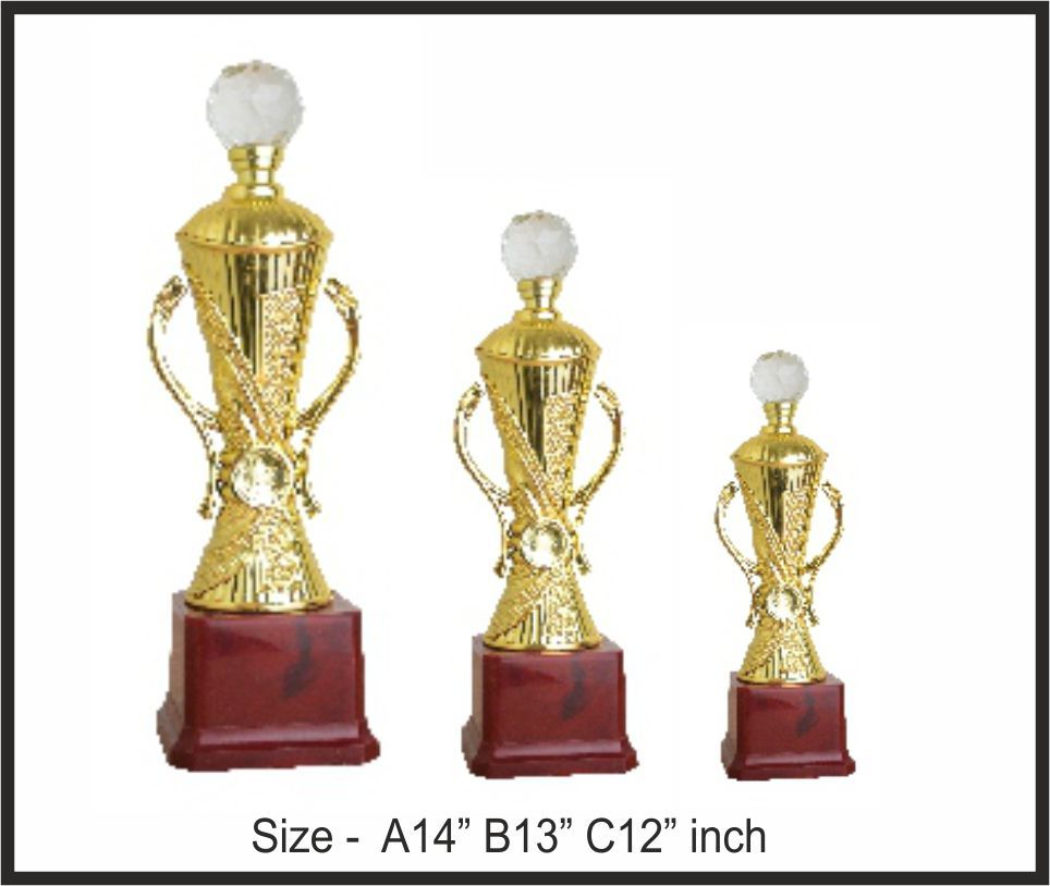 TRO - F70, Fiber Trophy, size A 14" B 13" C 12" inch