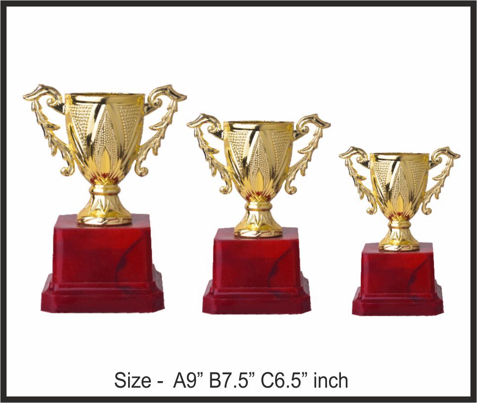 TRO - F72, Fiber Trophy, size A 9" B 7.5" C 6.5" inch