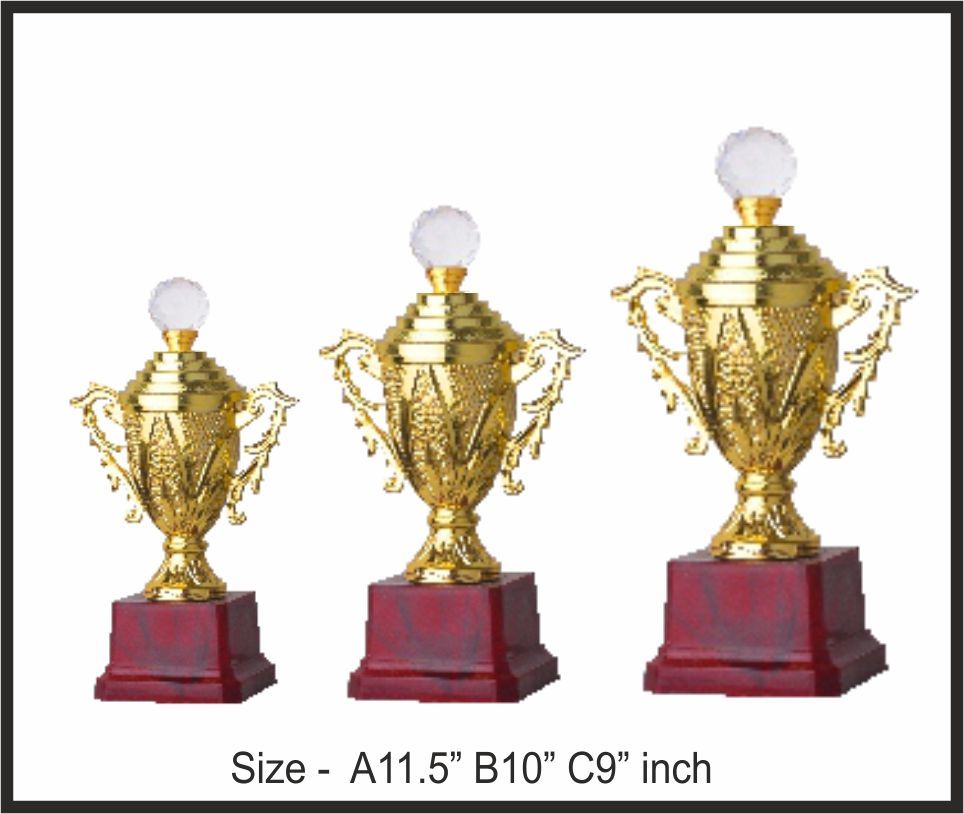 TRO - F73, Fiber Trophy, size A 11.5" B 10" C 9" inch