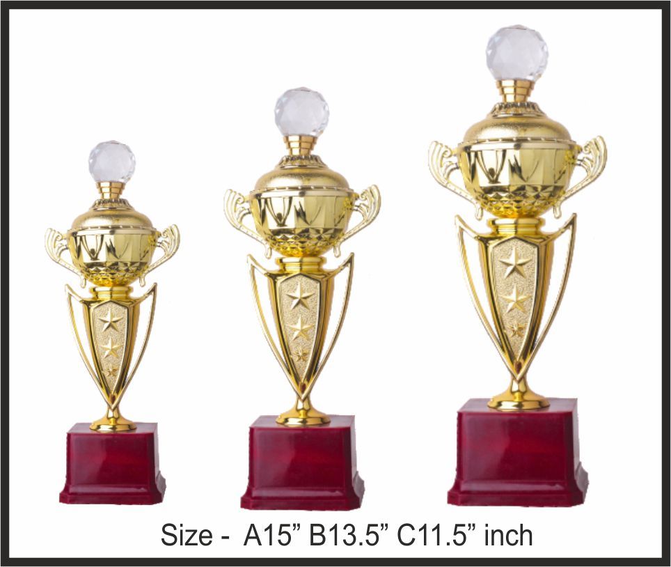TRO - F74, Fiber Trophy, size A 15" B 13.5" C 11.5" inch