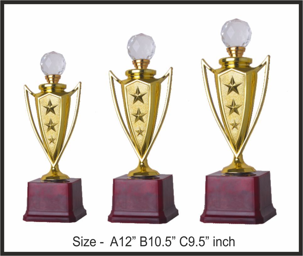 TRO - F76, Fiber Trophy, size A 12" B 10.5" C 9.5" inch
