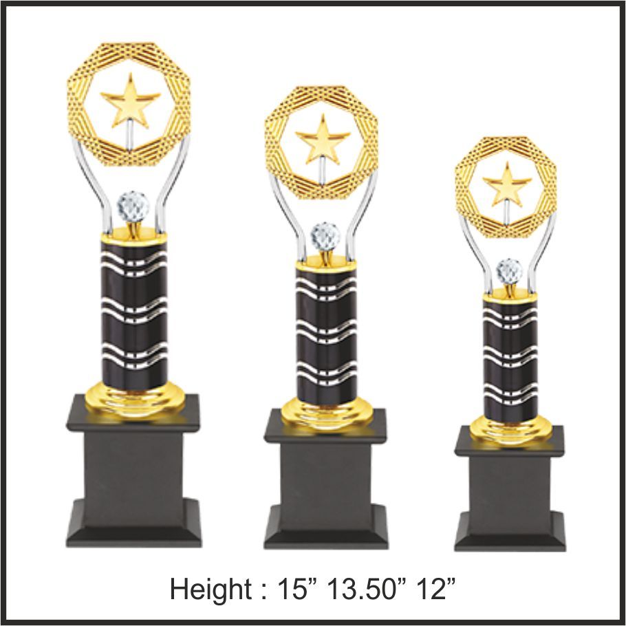 TRO - 1074, Metal Trophy, size 15" / 13.5" / 12" inch