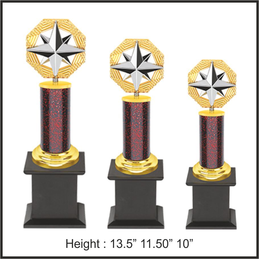 TRO - 1075, Metal Trophy, size 13.5" / 11.5" / 10" inch