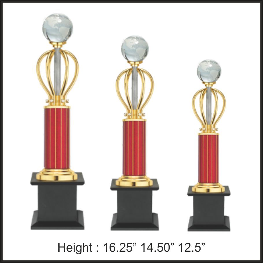 TRO - 1101, Metal Trophy, size 16.25" / 14.5" / 12.5" inch