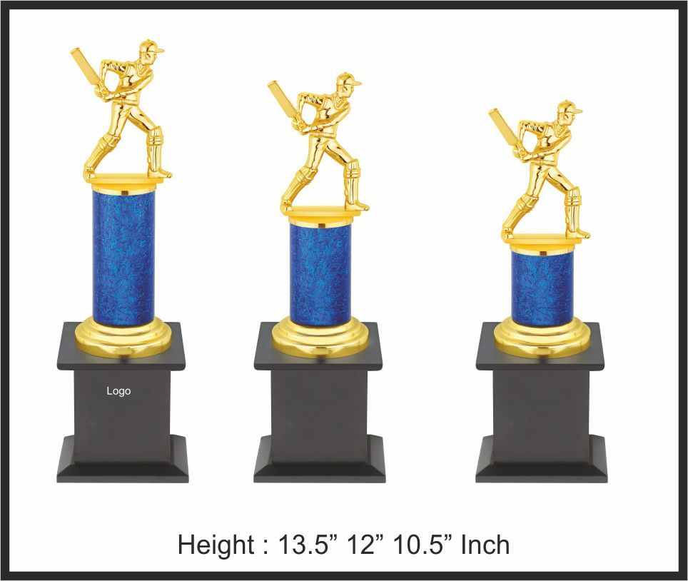 TRO - M1096, Metal Trophy, size A 13.5" B 12" C 10.5" inch