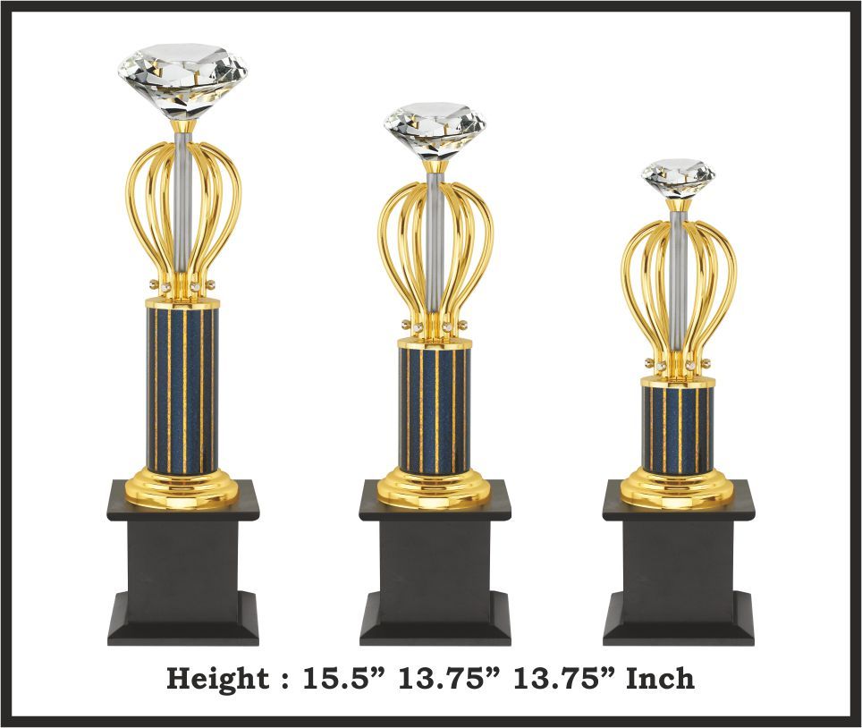 TRO - M1102, Metal Trophy, size A 15.5" B 13.75" C 13.75" inch