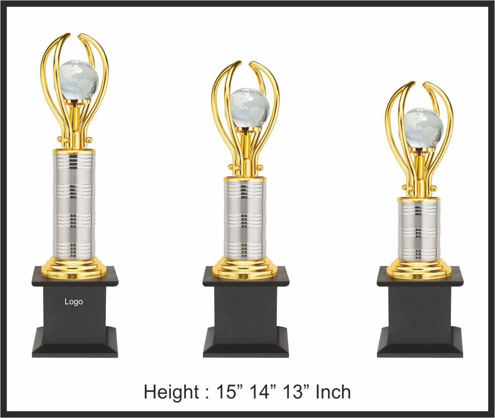 TRO - M1103, Metal Trophy, size A 15" B 14" C 13" inch