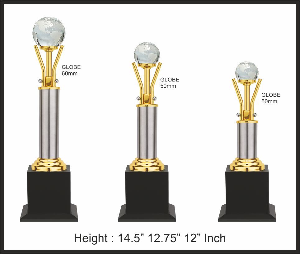 TRO - M1105, Metal Trophy, size A 14.5" B 12.75" C 12" inch