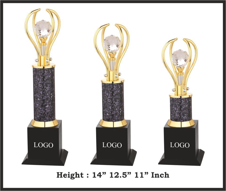TRO - M504, Metal Trophy, size A 14" B 12.5" C 11" inch