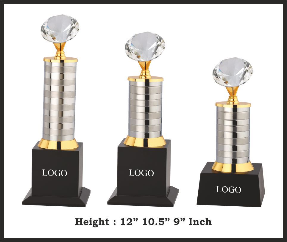 TRO - M569, Metal Trophy, size A 12" B 10.5" C 9" inch