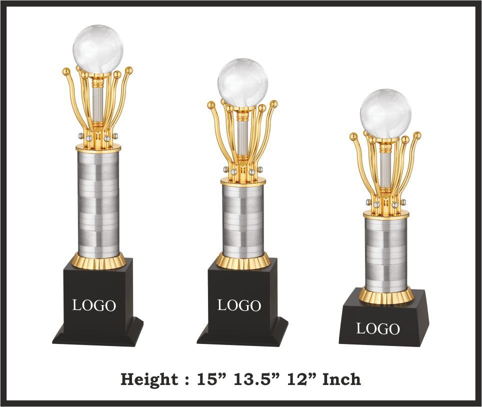 TRO - M637, Metal Trophy, size A 15" B 13.5" C 12" inch
