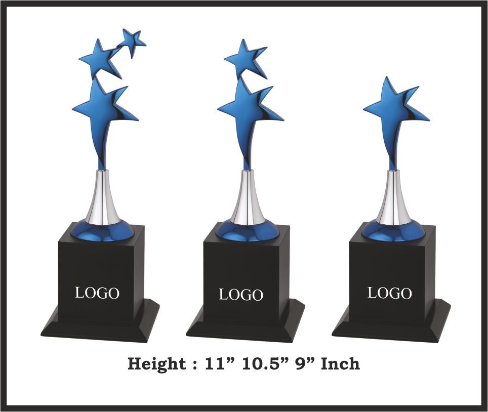 TRO - M704, Metal Trophy, size A 11" B 10.5" C 9" inch