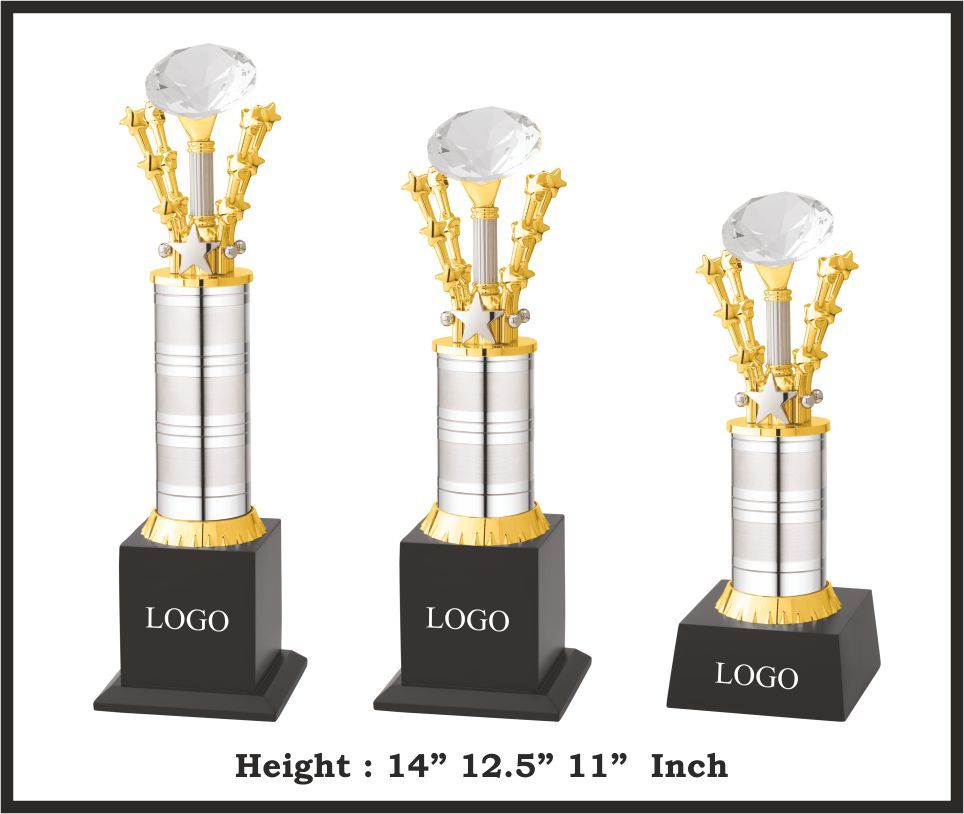 TRO - M775, Metal Trophy, size A 14" B 12.5" C 11" inch
