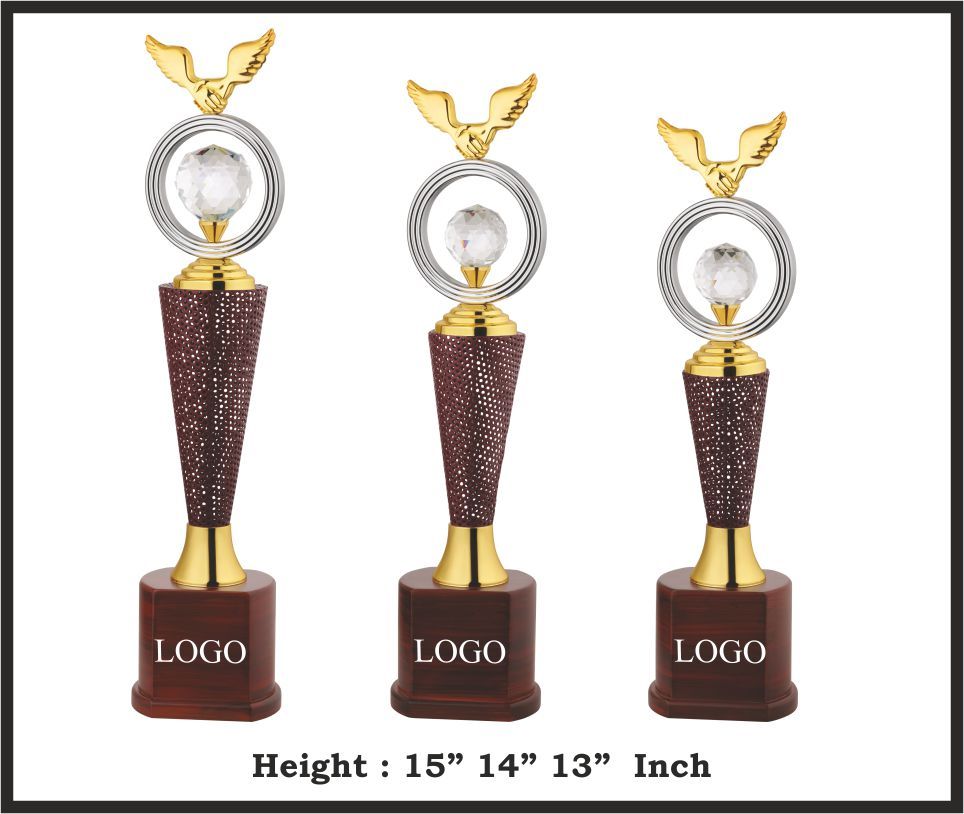 TRO - M777, Metal Trophy, size A 15" B 14" C 13" inch