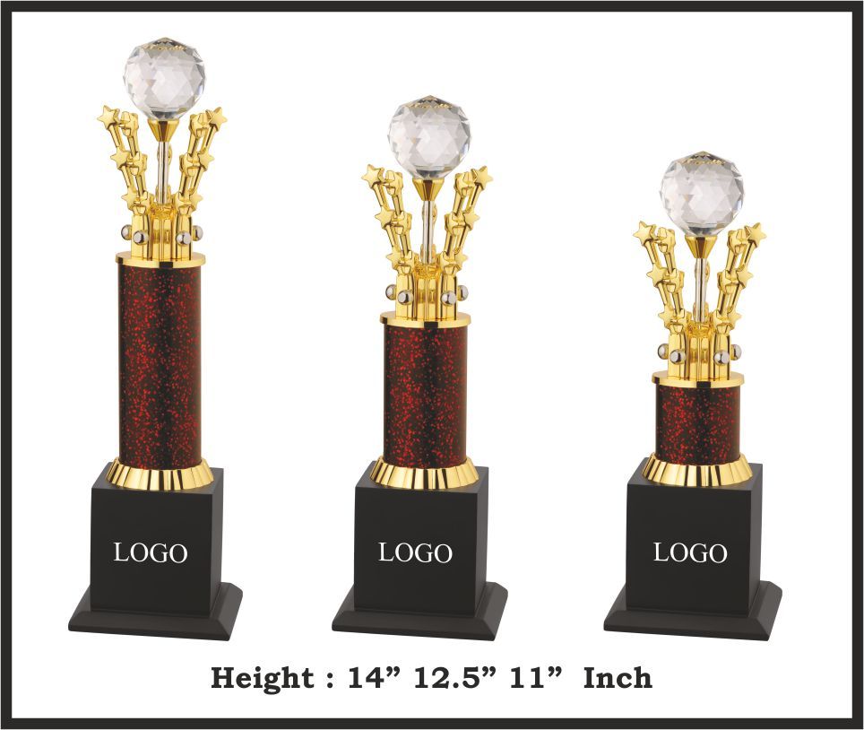 TRO - M784, Metal Trophy, size A 14" B 12.5" C 11" inch