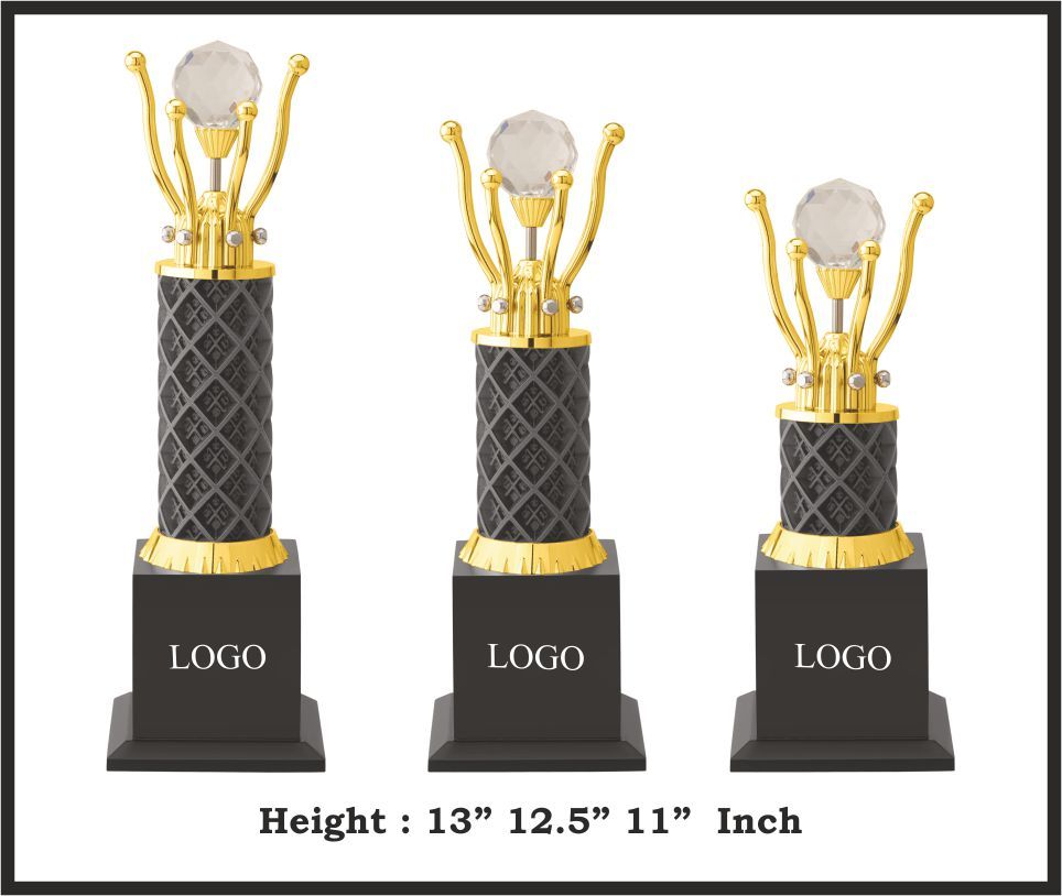 TRO - M785, Metal Trophy, size A 13" B 12.5" C 11" inch