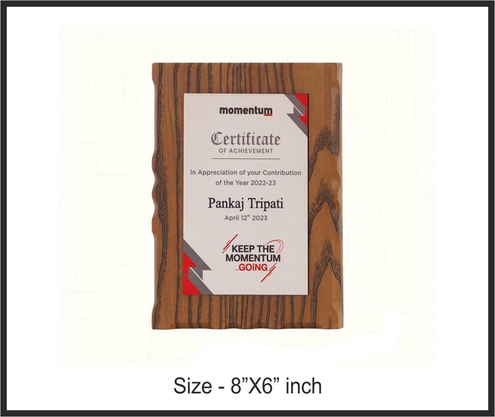 TRO - 3701, Wooden Trophy, size 8"x6" inch