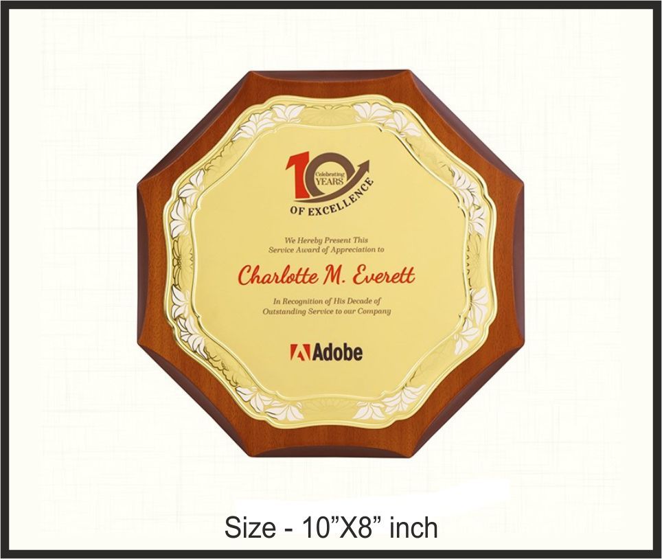 TRO - 3809, Wooden Trophy, size 10"x8" inch