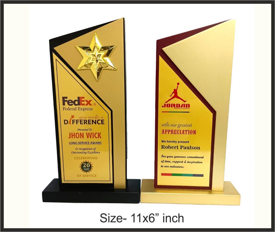TRO - W1, Wooden Trophy, size 11x6" inch
