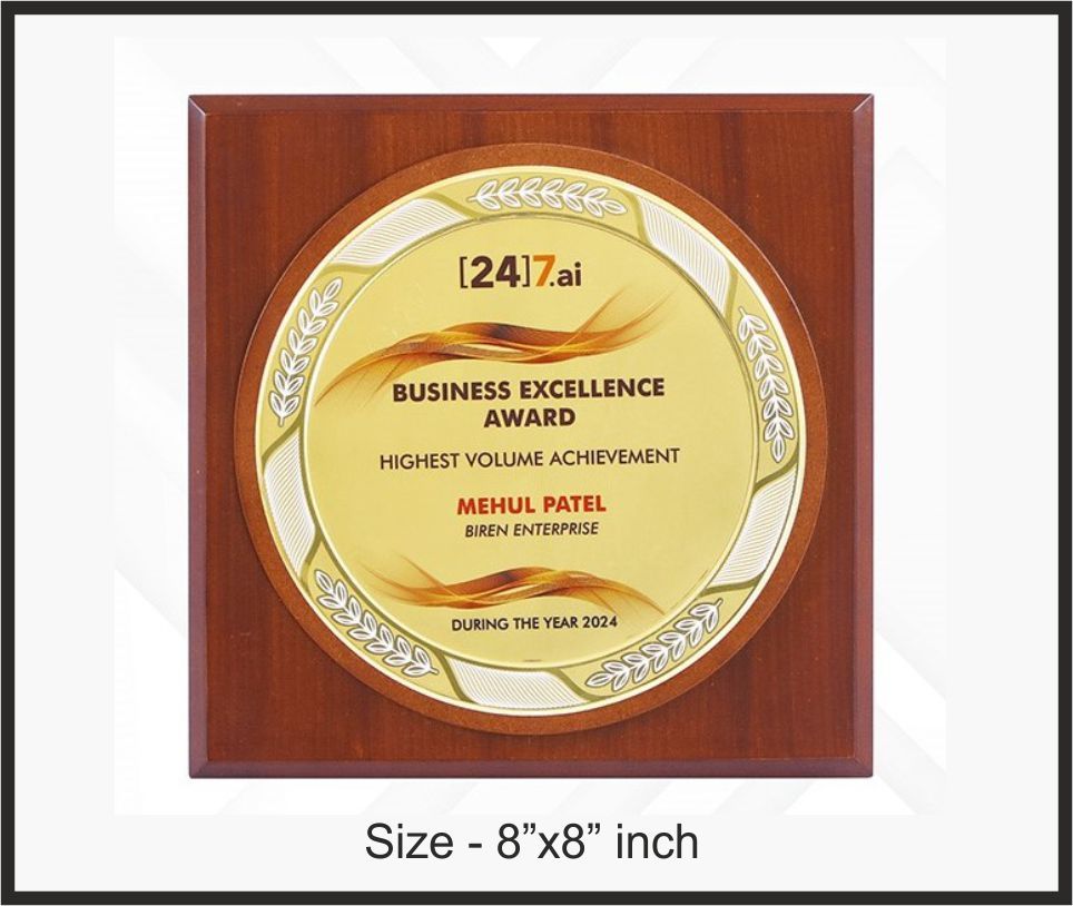 TRO - W13, Wooden Trophy, size 8"x8" inch