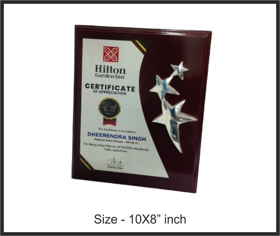 TRO - W27, Wooden Trophy, size 10"x8" inch