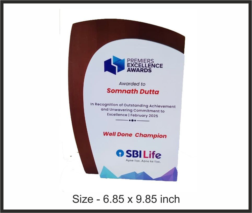 TRO - W39, Wooden Trophy, size 6.85"x9.85" inch